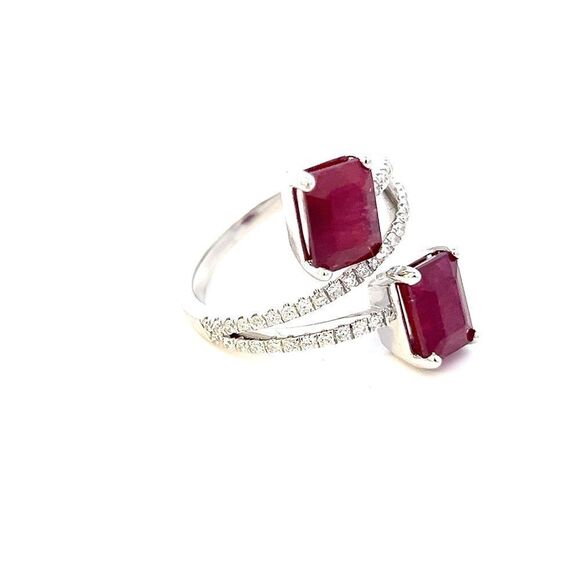 Natural Dual Ruby Diamond Ring 6.5 14k W Gold 5.02 TCW Certified $5,950 310541 - Picture 10 of 14